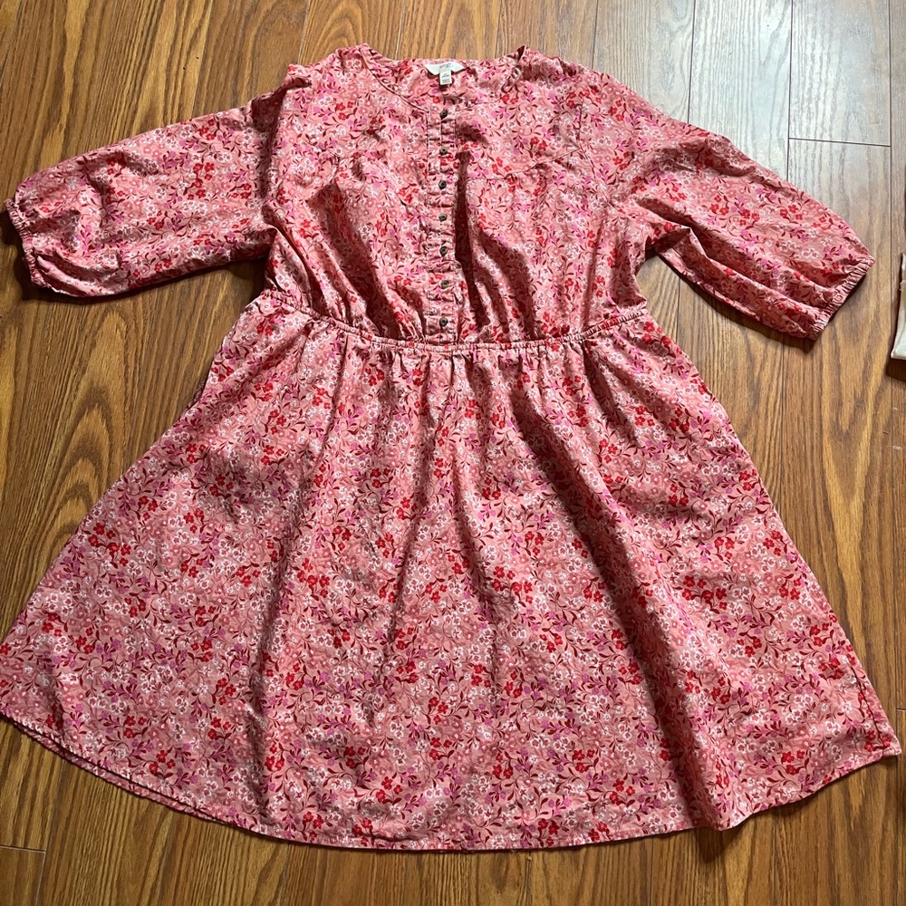 Terra &Sky Floral print dress with front pocket and Elastic in waist 100% cotton